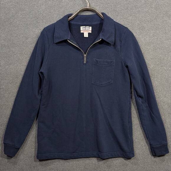 Lands End Womens Serious Sweats Womens Small Tall Quarter Zip Sweatshirt Navy - Picture 1 of 10